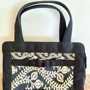 Vera Bradley Black and Cream Embroidered Tote